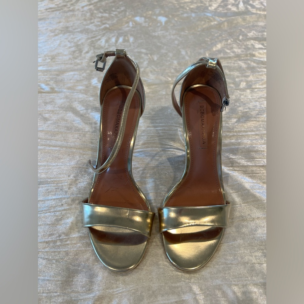 Gold, strappy heels